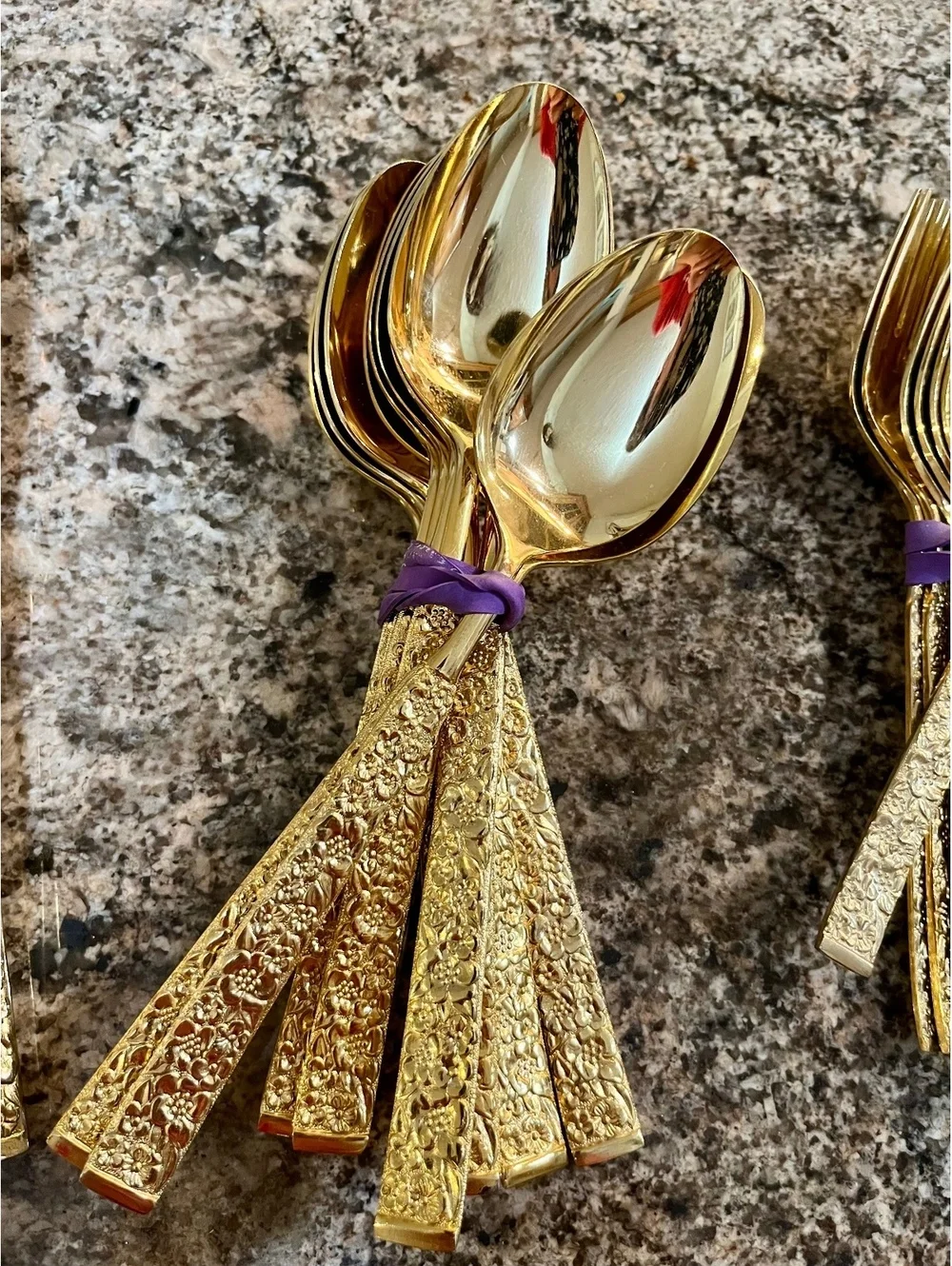 John Hull 23 Karat Gold Plated Stainless Steel Flatware Set